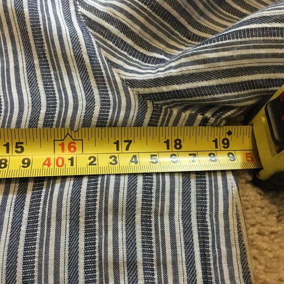 BCBGmaxazria Blue and White Striped Bell Sleeve Cotton Dress - Picture 13 of 16